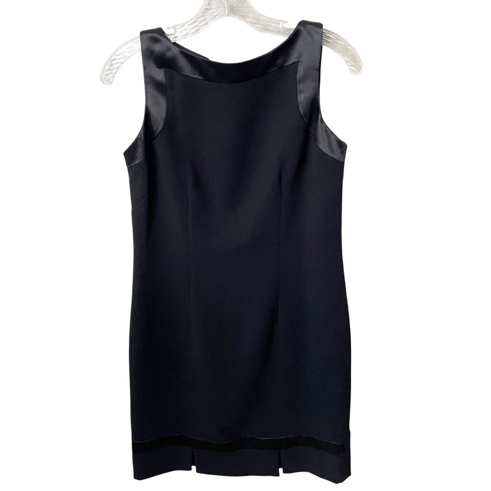 NWT Amanda Smith Y2K Black Sheath Sleeveless Mini Dress Satin Trim Womens Size 6